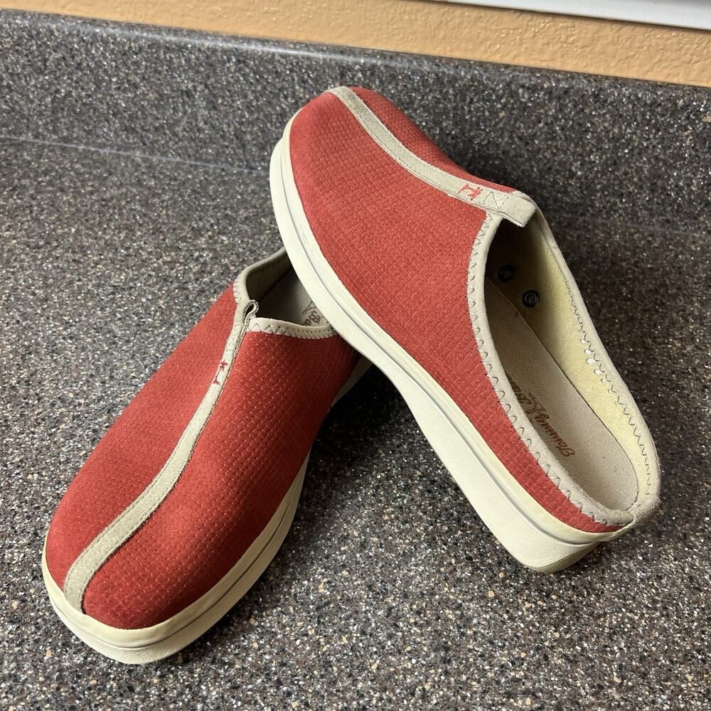 Tommy Bahama Womens Sz 10 Comfort Casual Slip On Orange Leather Mule Shoes Clogs